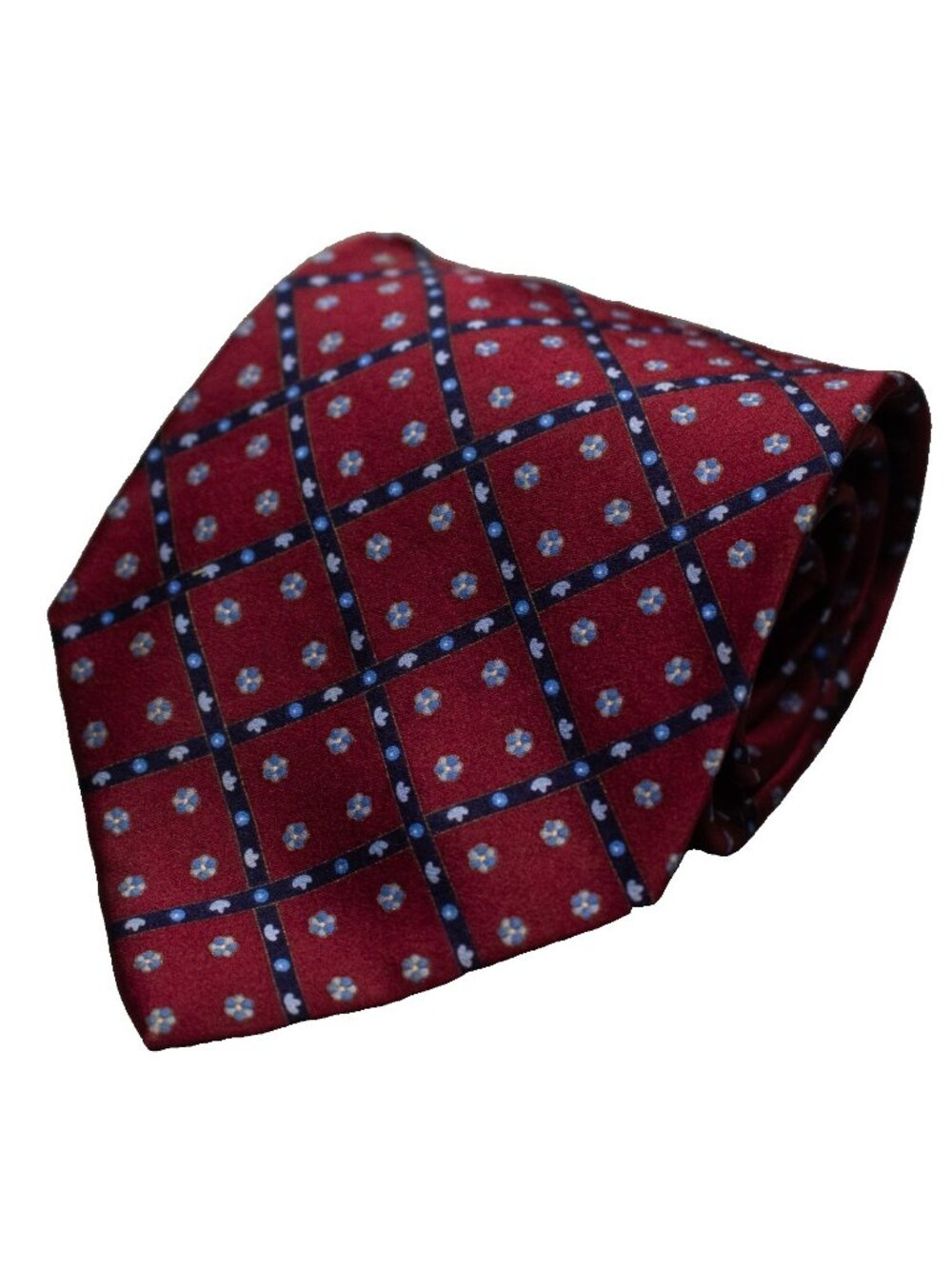 Stafano Ricci Tie 100% Silk Made in Italy Flower Print Red Satin 4"